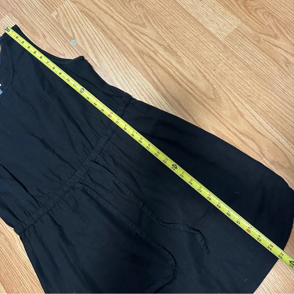 Old Navy Women Petite Large Linen Rayon Blend Drawstring Tank Midi Dress Black - Picture 6 of 8